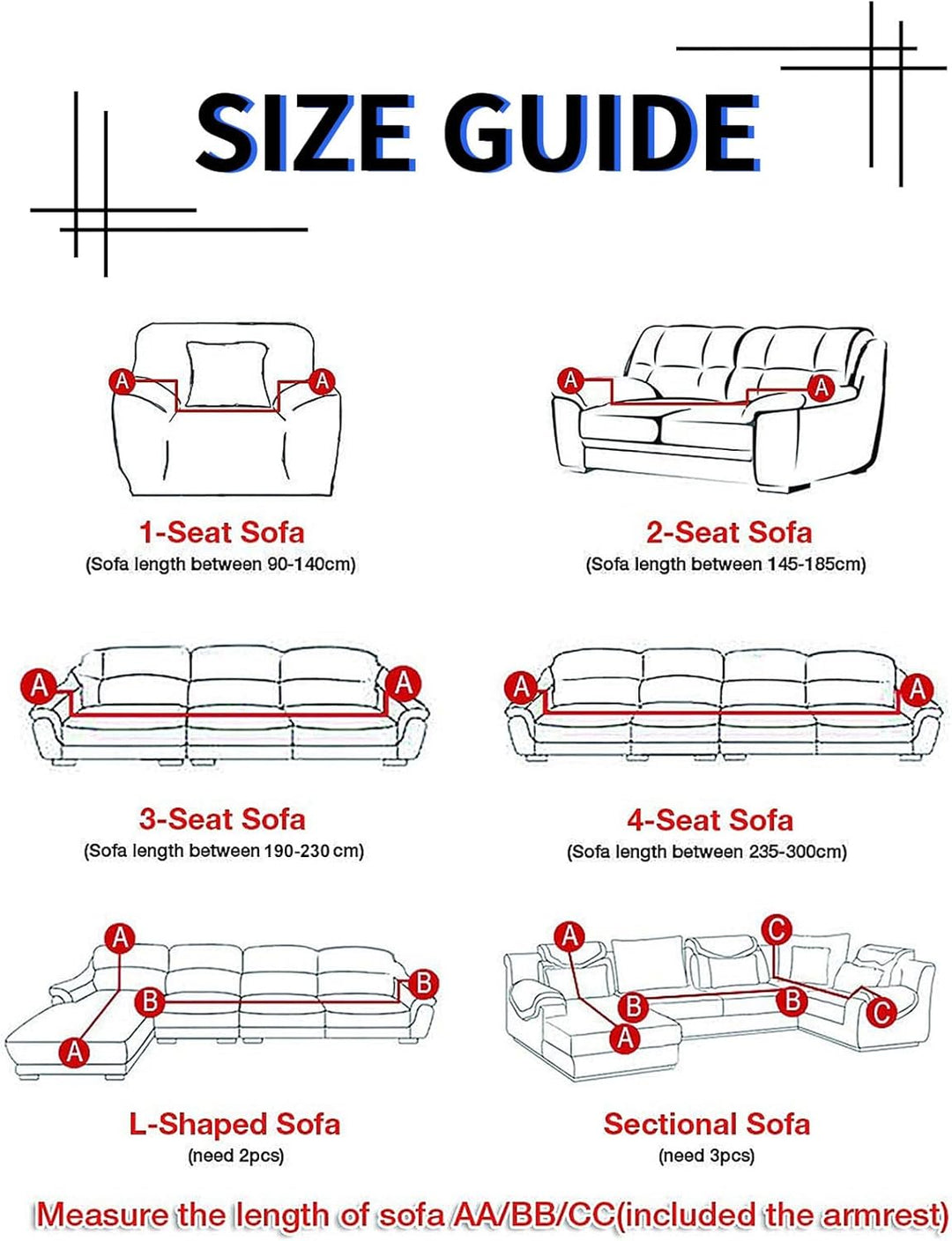 Lydevo Sofabezug 4 Sitzer Stretch Sofahusse Elastischer Sofabezug Spandex Sofa Überzug mit 2 Kissenb