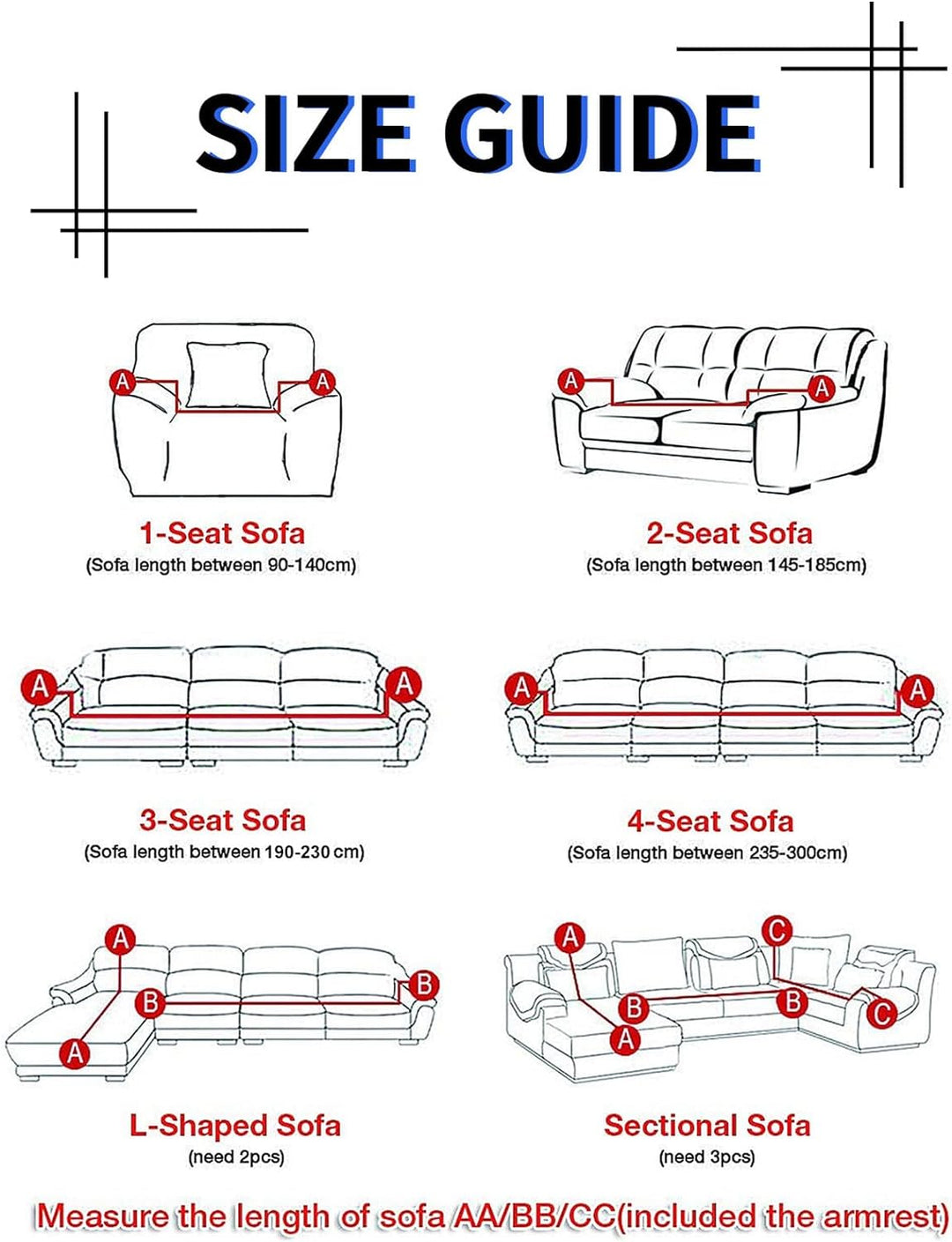 Lydevo Sofabezug 4 Sitzer Stretch Sofahusse Elastischer Sofabezug Spandex Sofa Überzug mit 2 Kissenb