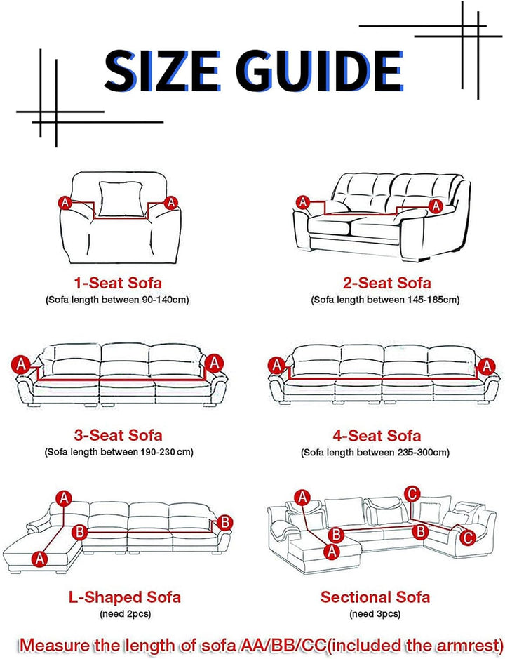 Lydevo Sofabezug 4 Sitzer Stretch Sofahusse Elastischer Sofabezug Spandex Sofa Überzug mit 2 Kissenb