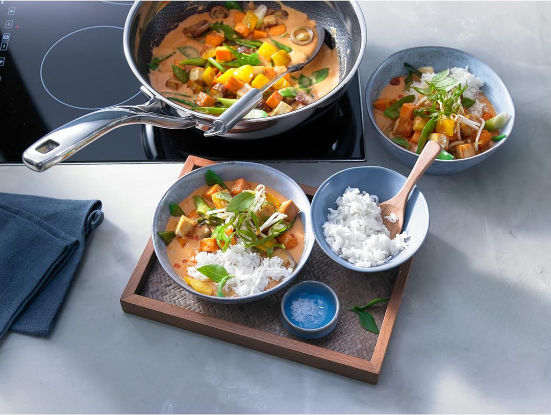 WMF Profi Resist Wokpfanne Induktion 28 cm, Wok Induktion, Mehrschichtmaterial beschichtet, Wabenstr