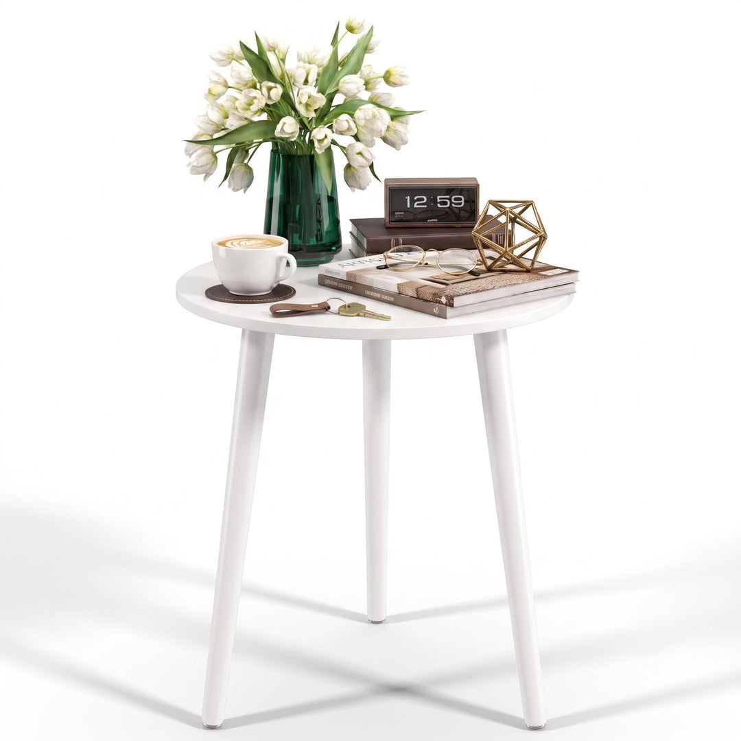 APICIZON Beistelltisch, Couchtisch rund Ø 42 cm, Höhe 51 cm, Sofatisch mit Beinen aus Massivholz, Sk