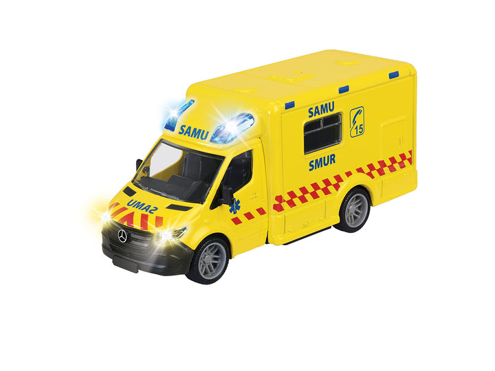 Majorette - Grand Series Mercedes Ambulance 15 cm (Massstab 1:43) Geräusche und Lichter ab 3 Jahren