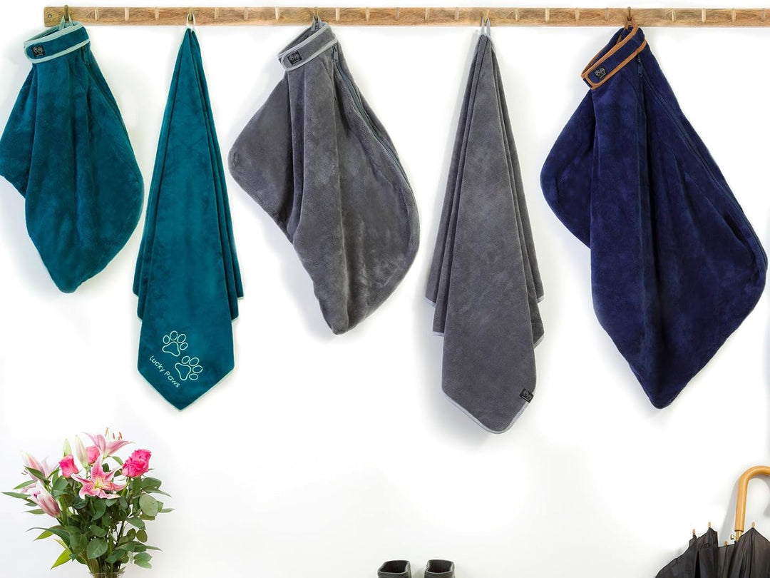 Lucky Paws® Hundehandtuch - 140x70cm XL Hundehandtuch extra saugfähig - schnell trocknend, luxuriös