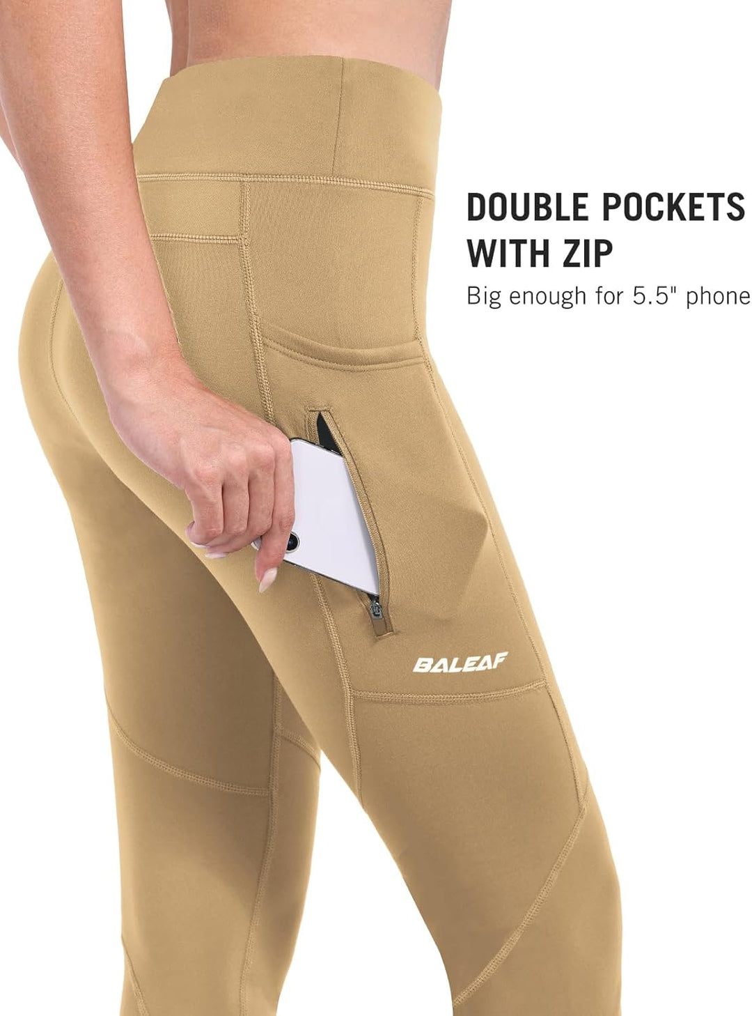 baleaf Thermoleggings Winter Damen Fahrradhose Lang mit Reissverschluss Warm Gefüttert Jogginghose R