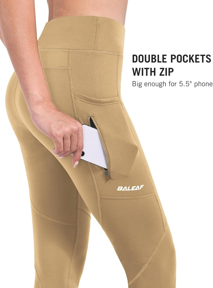 baleaf Thermoleggings Winter Damen Fahrradhose Lang mit Reissverschluss Warm Gefüttert Jogginghose R