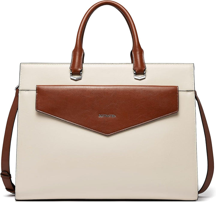 BOSTANTEN Damen Aktentaschen Leder Laptop Schultertasche 15.6 Zoll Frauen Arbeitstasche Businesstasc