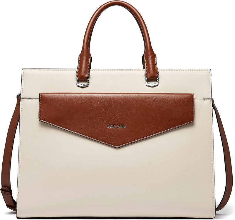 BOSTANTEN Damen Aktentaschen Leder Laptop Schultertasche 15.6 Zoll Frauen Arbeitstasche Businesstasc