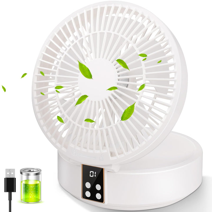 Ausbond Leiser kleiner Lüfter, USB Desktop Lüfter, leiser und starker Wind, tragbarer, mit LED-Licht