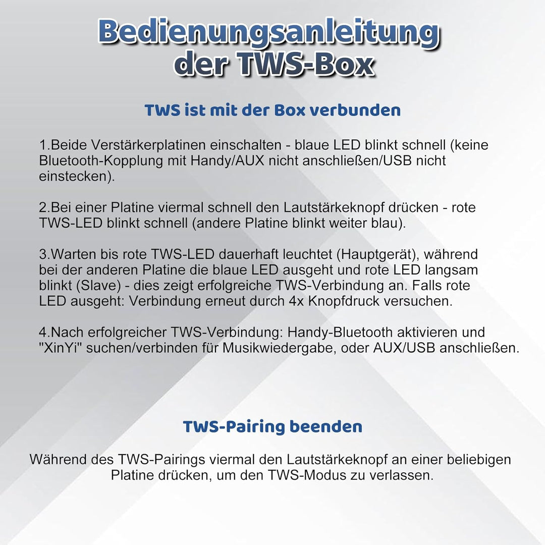 Bluetooth Verstärker Modul,TWS DC 9-24V 100W Mono Audio Verstärkerplatine mit AUX USB Bluetooth Plat