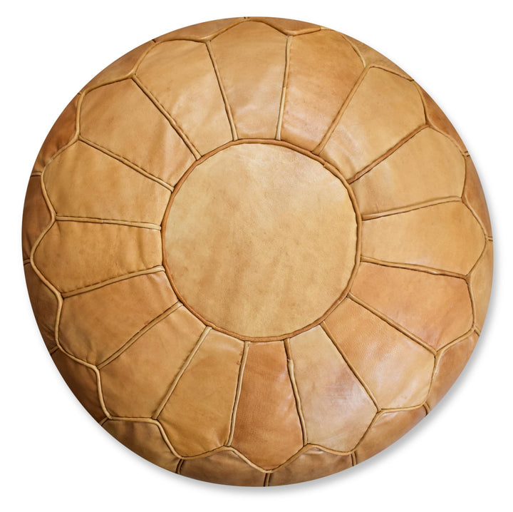 Poufs&Pillows Premium XL Echtleder Pouf - Handgefertigt - gefüllt geliefert - Ottoman Sitzsack Fussh