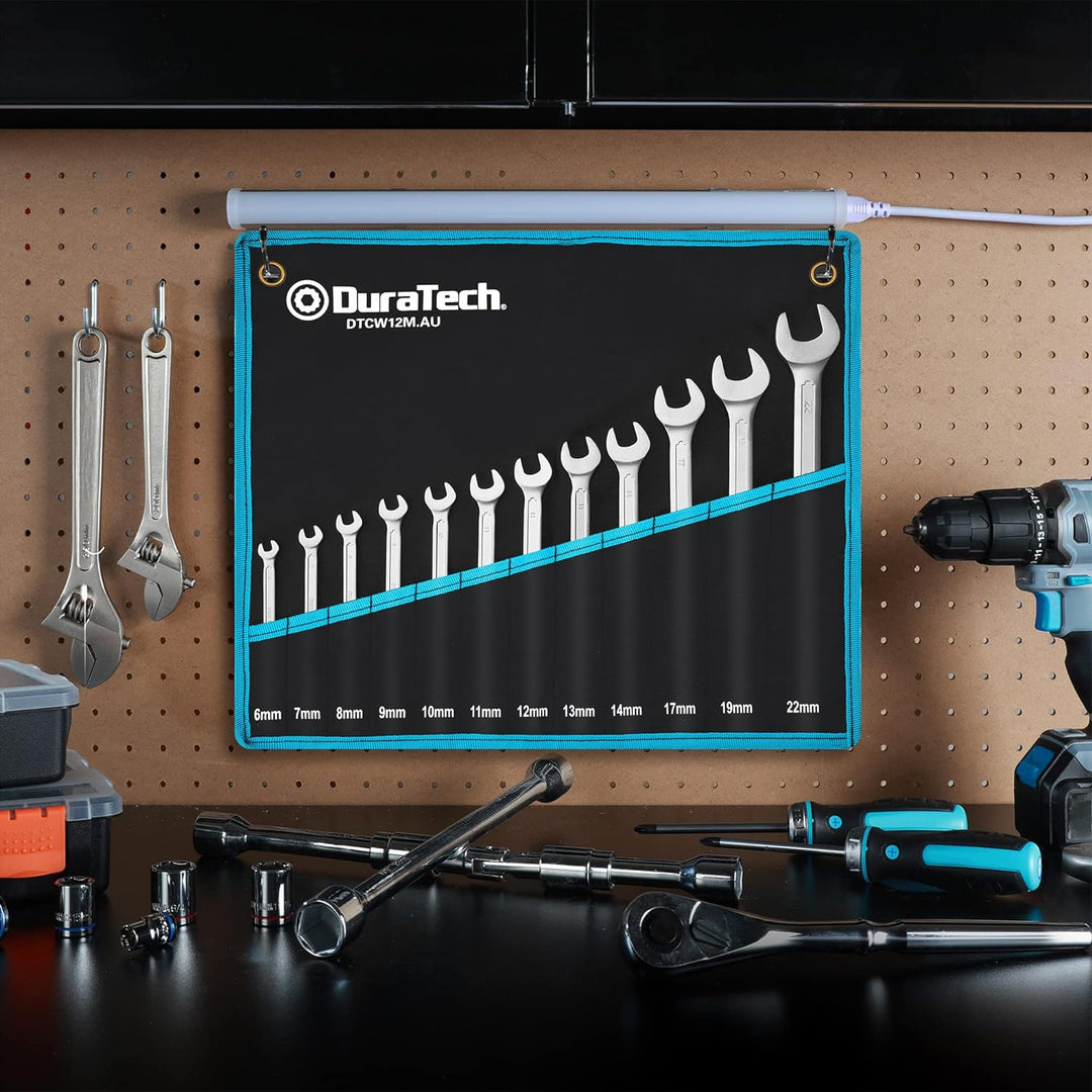DURATECH Ringmaulschlüssel Set Gabelringschlüssel-Satz, 12-teilig Set, SW 6-22mm, DIN 3113, Chrom-Va