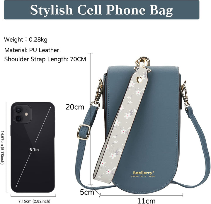 PORRASSO Mode Handy Umhängetasche Damen Handytasche Mädchen Schultertasche PU Geldbörse Crossbody Ba
