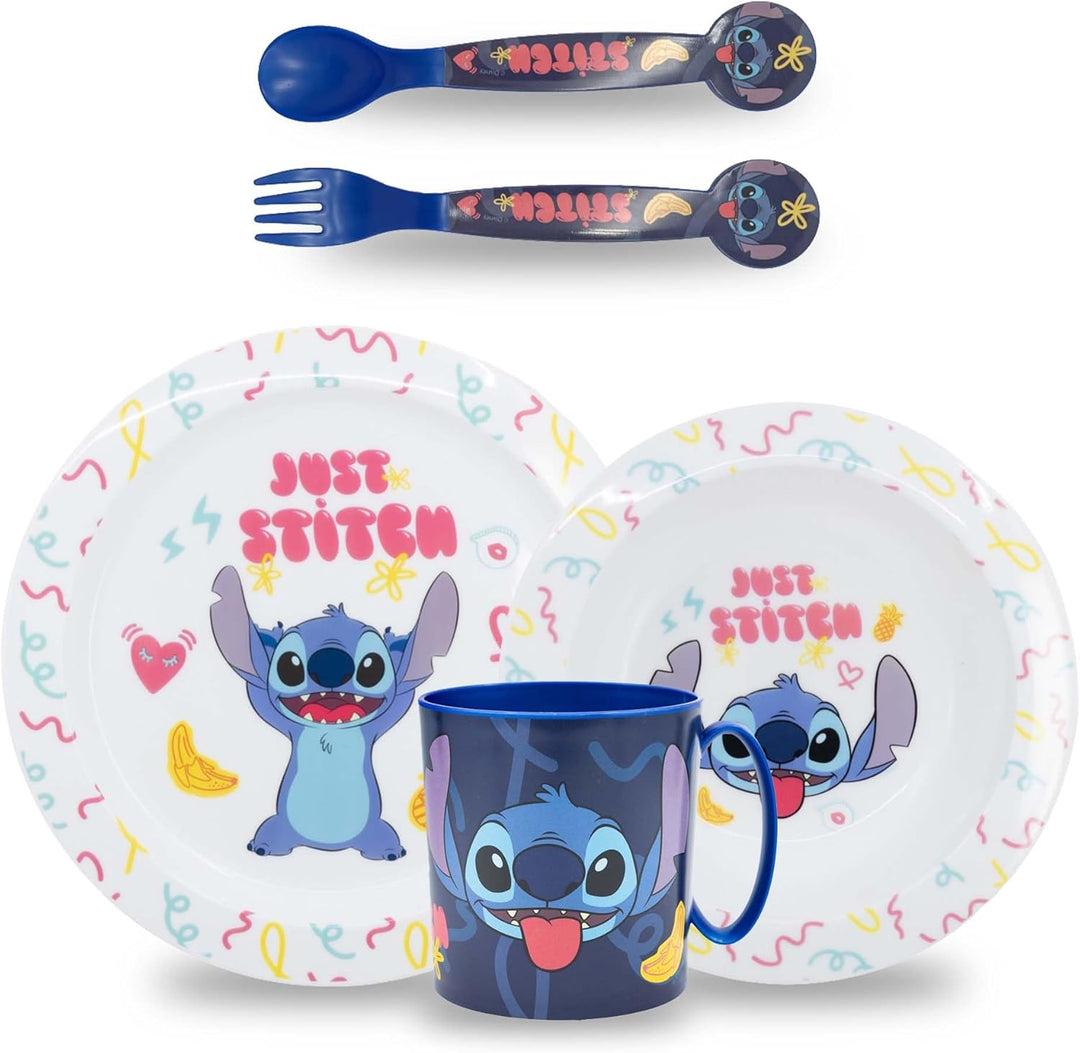 Kindergeschirr set Stitch, Wiederverwendbares geschirr Set, Kinder Essgeschirr, Microwaveable Kinder
