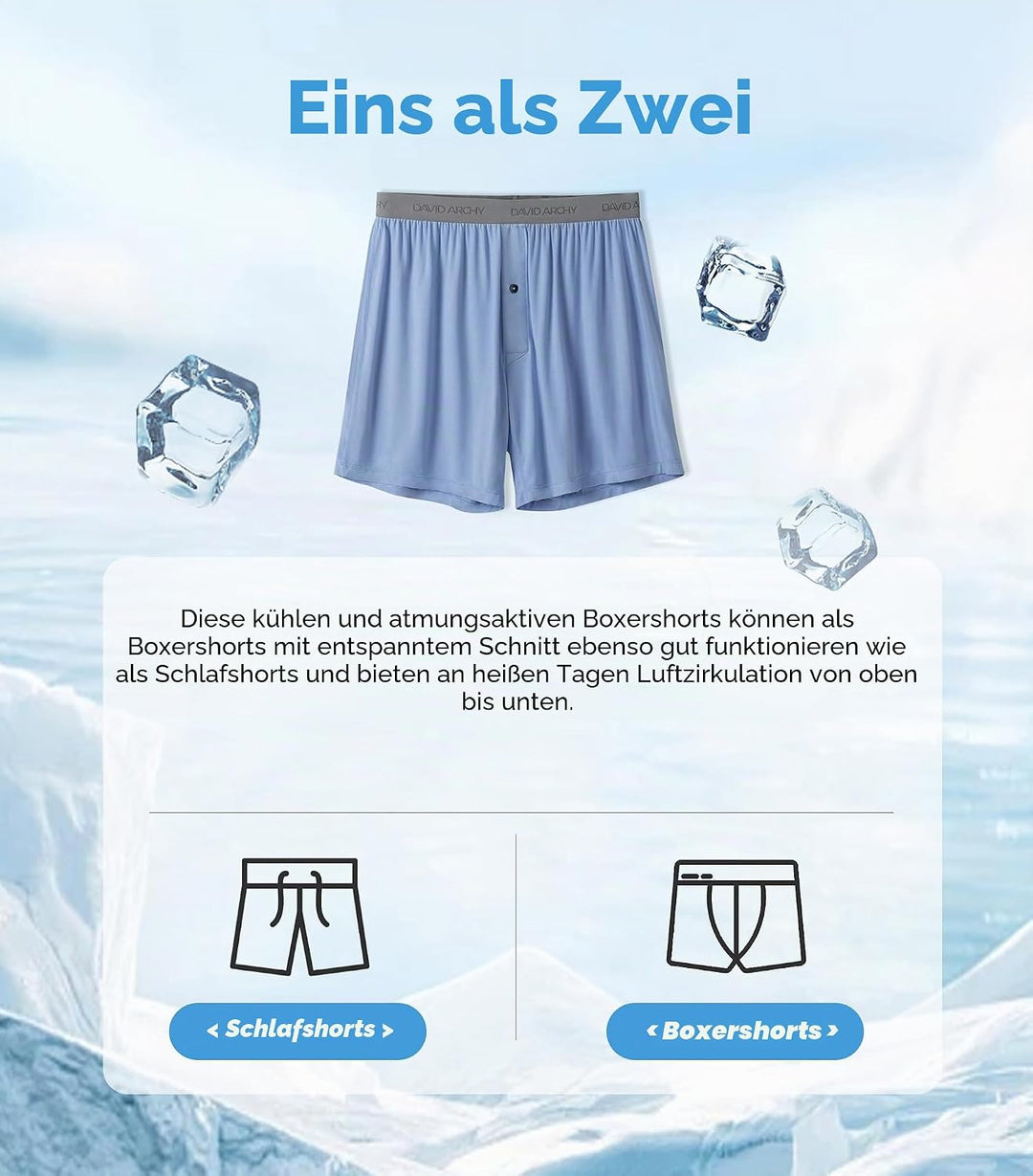 DAVID ARCHY 3/5er Pack Bambus Herren Unterhosen Boxershorts lockere Boxershorts Herren,Weich, Atmung