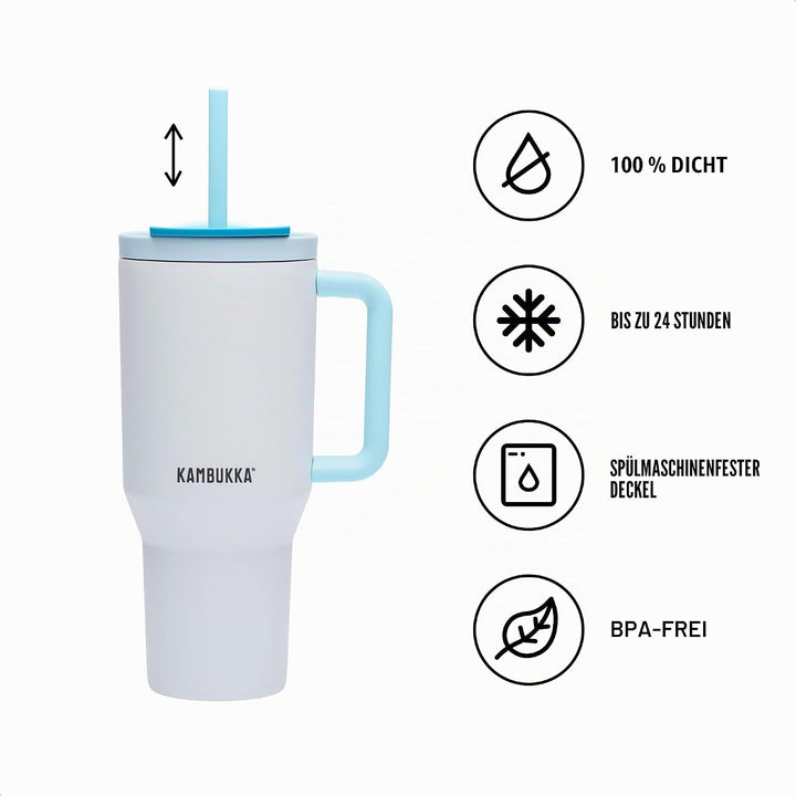 Kambukka Rio Thermobecher mit Henkel, 900 ml, Frosty Coconut, Deckel mit Verschluss Frostige Kokosnu