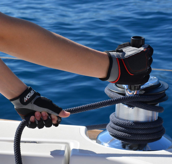 Segelhandschuhe Rückseite Elasthan, beschichtete Handflächen, Kevlar verstärkte Finger, Grösse L