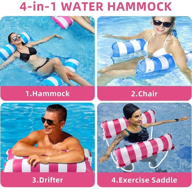 Aufblasbares Schwimmbett, 2 Stück 4 in 1 Pool Aufblasbare Hängematte, Aufblasbare Wasserhängematte S