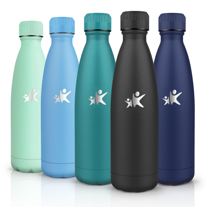 Trinkflasche Edelstahl, Trinkflasche Kinder, 500ML BPA-frei, Thermosflasche, Wasserflasche Doppelwan