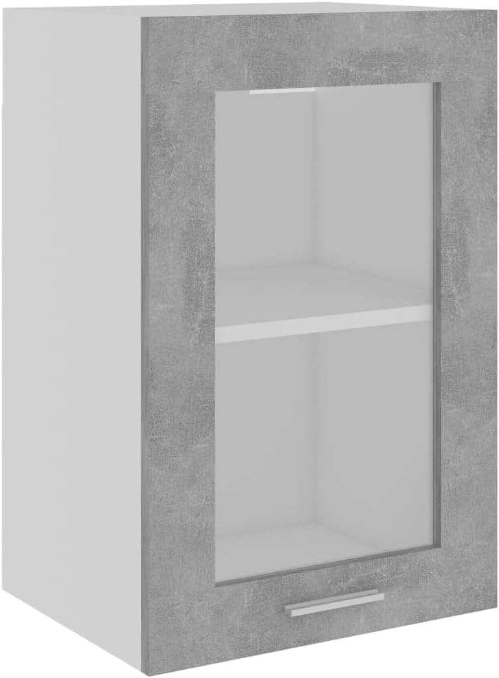 homiuse Hängeglasschrank Betongrau 40x31x60 cm Holz KüChenschrank HäNgeschrank KüChe Vorratsschrank