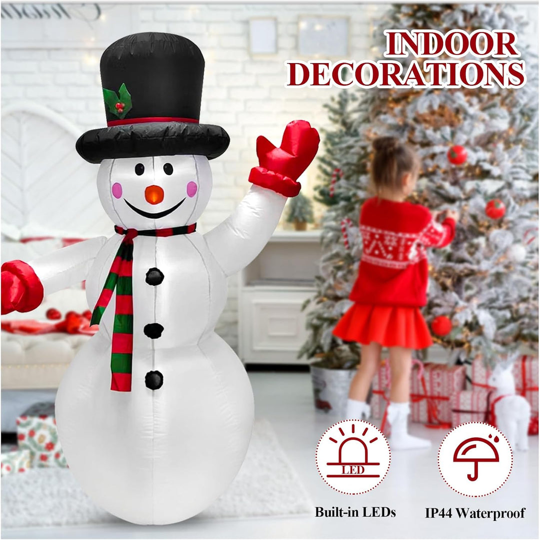 1.8m Aufblasbarer Schneemann Weihnachten mit LED Lichtern Aussendekoration Aufblasbarer Schneemann W