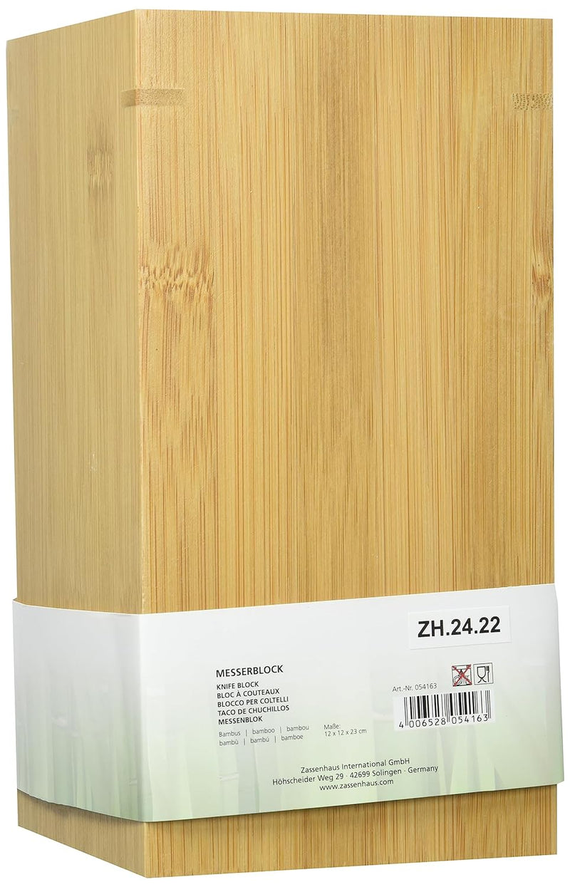 Zassenhaus Eco Bambus Messerblock ohne Messer, Holz, herausnehmbarer Borsteneinsatz, 12x23 cm, für 8