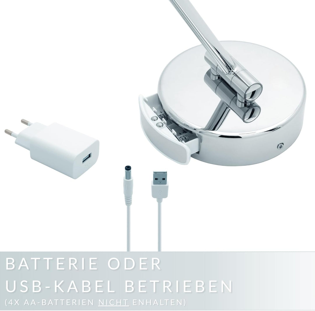 Libaro Kosmetikspiegel XXL Tokio LED Vergrösserungsspiegel Wandmontage Dimmerfunktion Auto-Off Batte