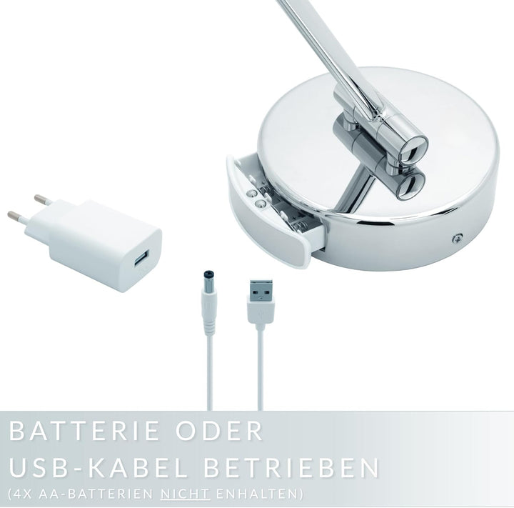 Libaro Kosmetikspiegel XXL Tokio LED Vergrösserungsspiegel Wandmontage Dimmerfunktion Auto-Off Batte