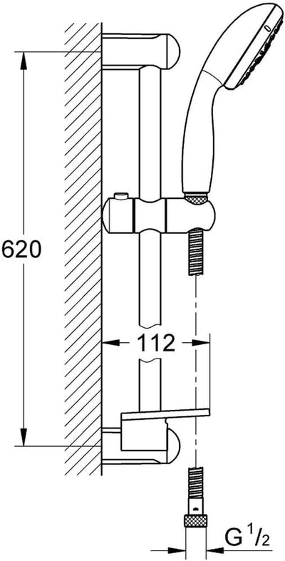 GROHE Tempesta 100 - Brausestangenset (4 Strahlarten, inkl. Duschablage, Antikalk-System, robust), c