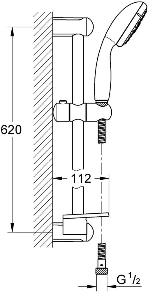 GROHE Tempesta 100 - Brausestangenset (4 Strahlarten, inkl. Duschablage, Antikalk-System, robust), c