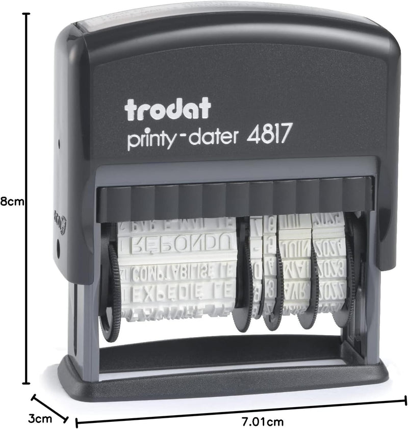 Trodat Datumstempel Stempel 4817A schwarz Datum + 12 Formeln, Datum + 12 Formeln
