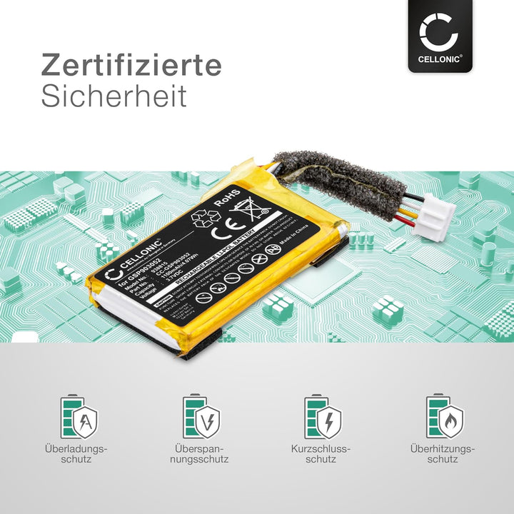CELLONIC, Lautsprecherakku kompatibel mit JBL Clip 4 (1100mAh, 3.7V) Ersatzakku GSP903052
