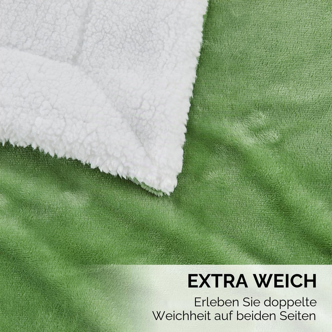 SOCHOW Sherpa Decke Salbei Grün zweiseitige Wohndecken Kuscheldecken, Dicke warm Sofadecke/Couchdeck