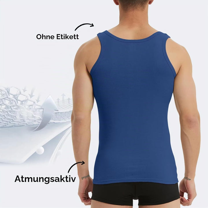 YouShow Unterhemd Herren 3/5er Pack 100% Baumwolle Tank Top Feinripp S 2*schwarz + 2*marine + 1*oliv