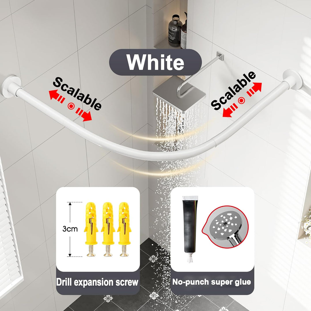 Viertelkreis Duschvorhangstange, Verstellbar Eck-Duschvorhangstange Edelstahl L-förmig, Für Badezimm