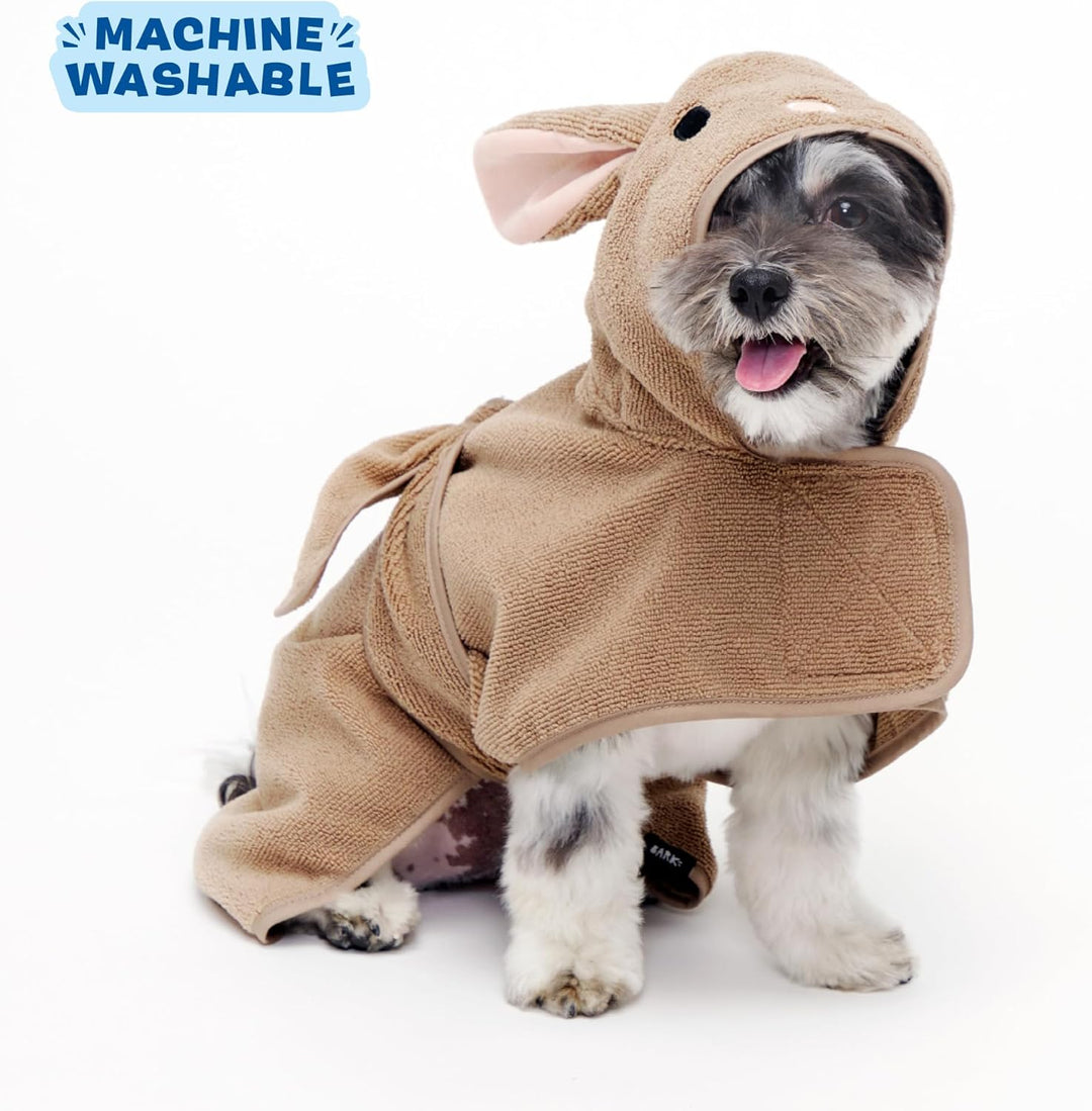 BarkBox Premium Saugfähiges Hundebademantelhandtuch mit Kapuze – schnell trocknendes Haustierhandtuc