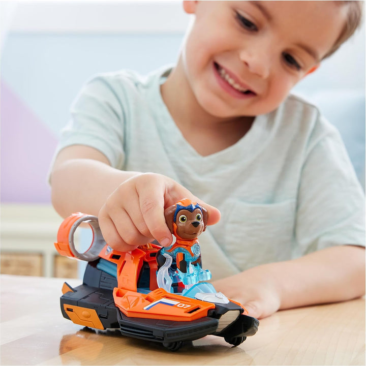 Spin Master PAW Patrol: Der Mighty Kinofilm, Superhelden-Basis-Fahrzeug von Zuma mit Welpenfigur, Sp