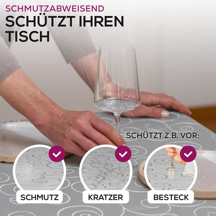 BEAUTEX Tischdecke Damast Ornamente - Bügelfreies Tischtuch - Fleckabweisende, Pflegeleichte Tischwä