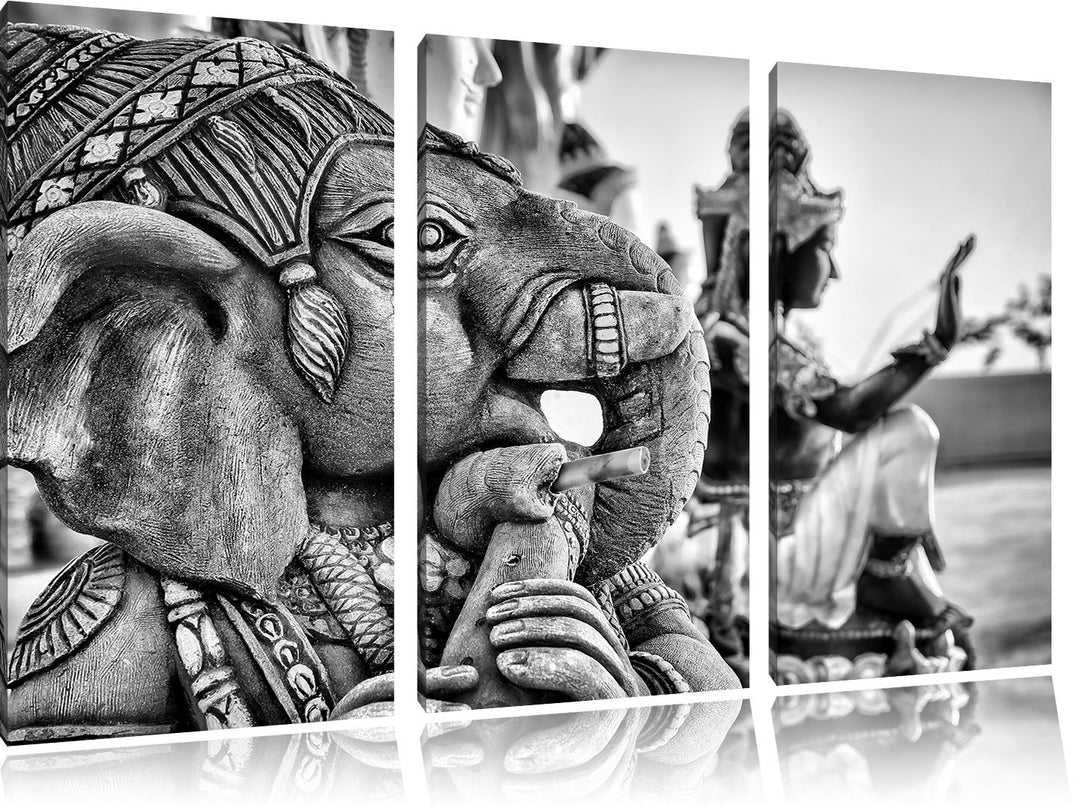 Pixxprint Elefantengottheit in Thailand als Leinwandbild/Grösse: 3 Teilig (120x80 cm) cm/Wandbild/Ku