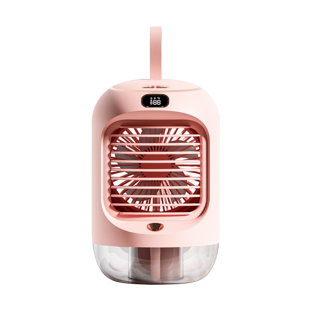 Drehbar Mobile Klimageräte, Mini Multifunktional USB Air Cooler mit 3 Geschwindigkeiten, Nachtlicht,
