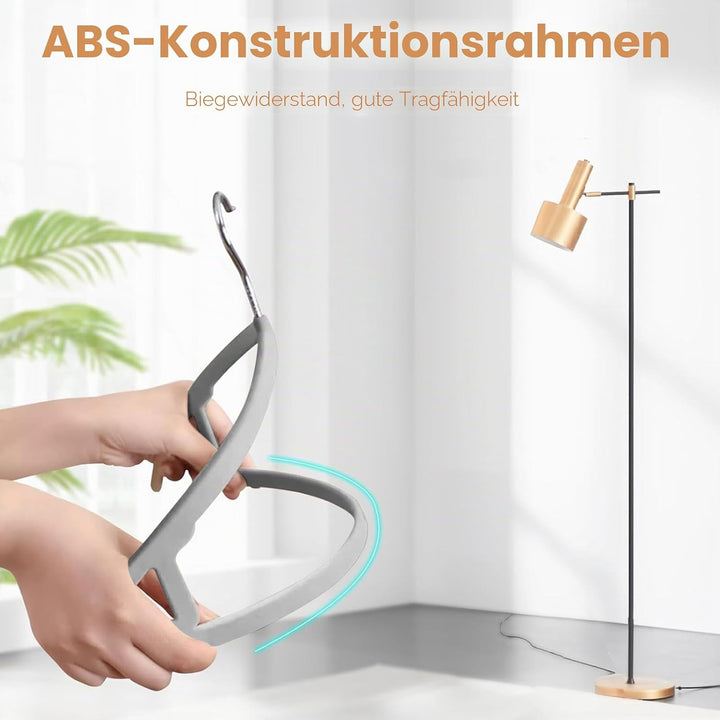 Jiang&amp;Rong Kleiderbügel Samt Grau, ultradünn, platzsparend, rutschfest, Keine Schulterstösse, Clothe