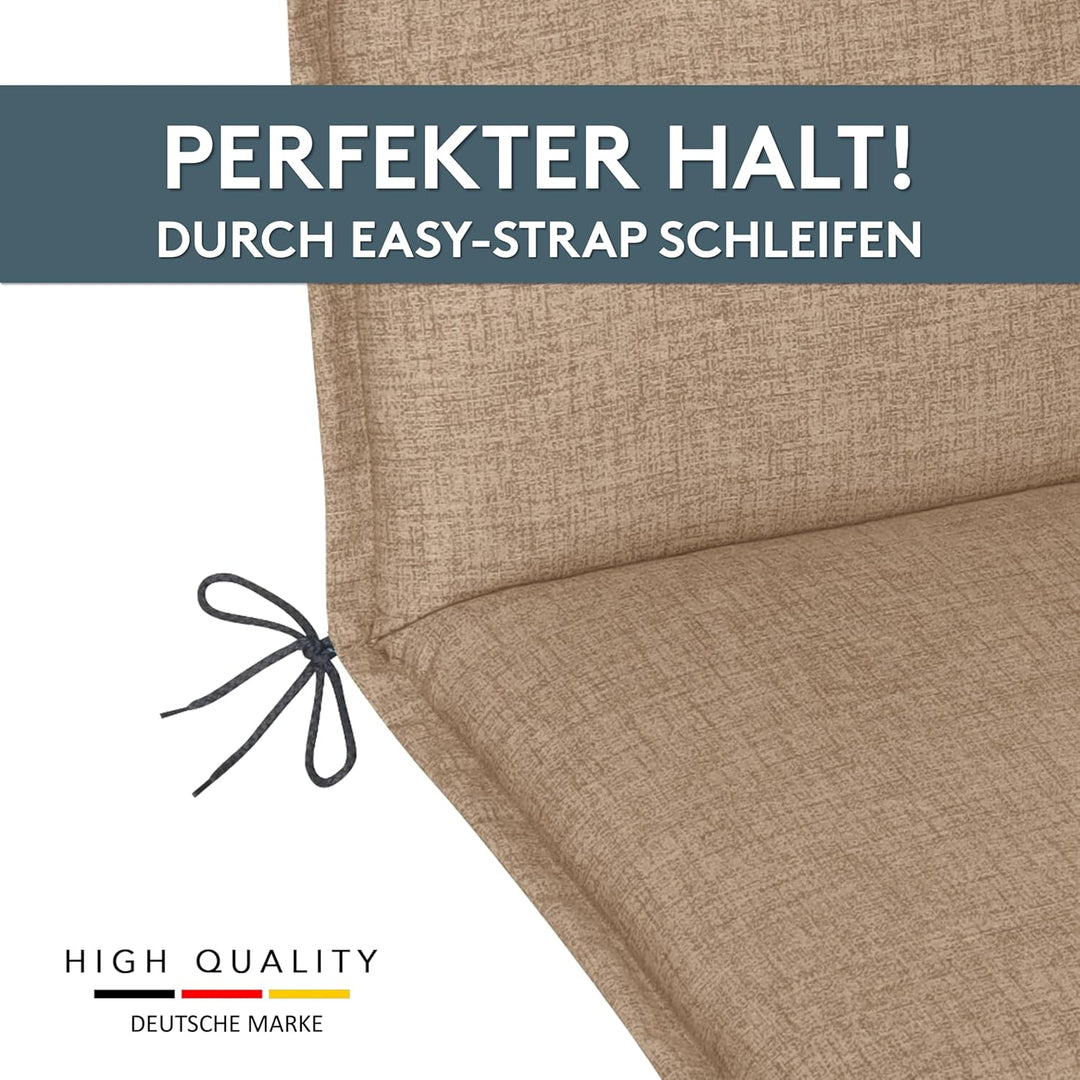 LILENO HOME Gartenstuhl Auflagen als [2er Set - Niedriglehner] in Hellbraun - Bequeme Liegen als Sit