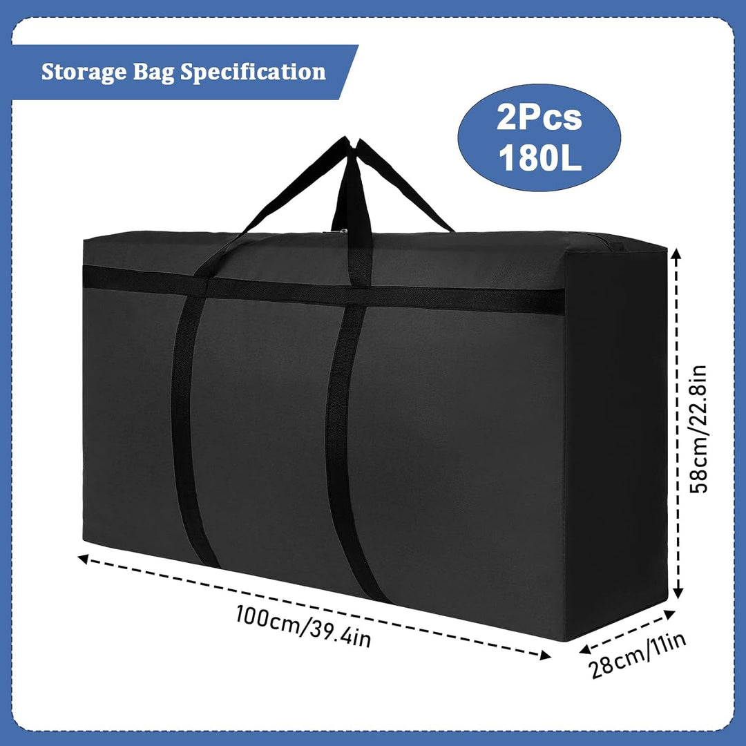 2Stück 180L Aufbewahrungstasche, Grosse Umzugstaschen, 600D Oxford Auflagentasche, XXL Reisetasche,