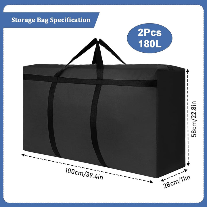 2Stück 180L Aufbewahrungstasche, Grosse Umzugstaschen, 600D Oxford Auflagentasche, XXL Reisetasche,