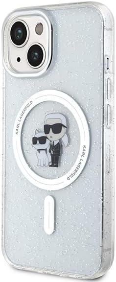 Karl Lagerfeld KLHMP15SHGKCNOT Hülle für iPhone 15 6.1" transparent hardcase Karl&Choupette Glitter