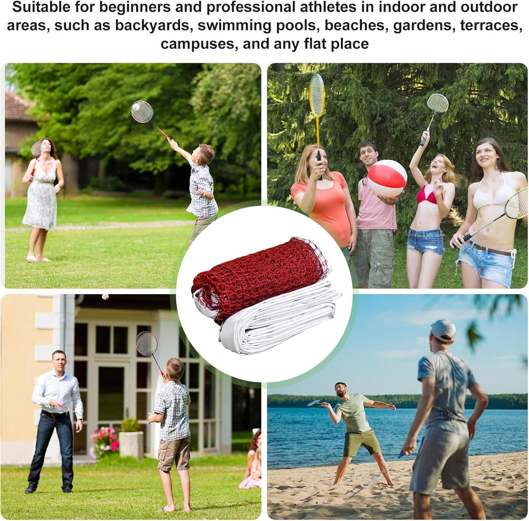 Badminton Netz, 0.76 x 6.1M Professionelles Tennisnetz mit Drahtseil, Tragbares Netz aus Polypropyle