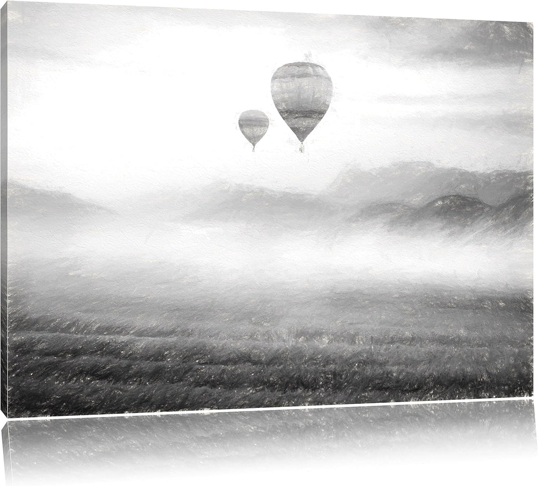 Pixxprint Heissluftballon Landschaft als Leinwandbild/Grösse: 100x70 / Wandbild/Kunstdruck/fertig be