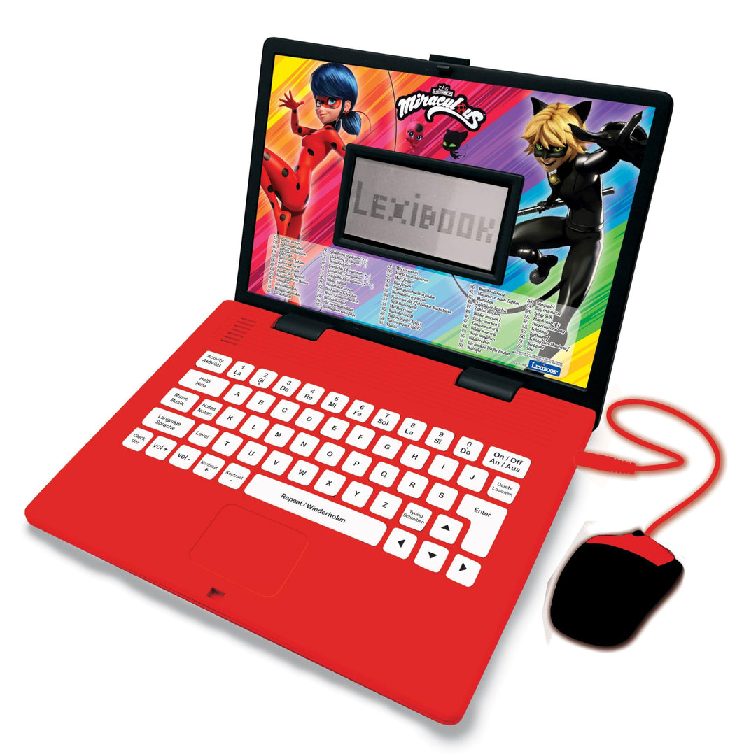 Lexibook Miraculous mit Ladybug - Zweisprachiger Laptop für Bildungszwecke Englisch und Deutsch, 124