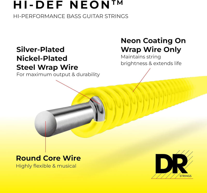 DR Strings HI-DEF Neon Bassgitarren-Saiten (NYB5-45)