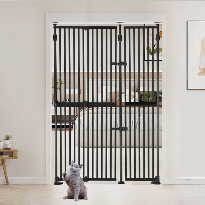 unipaws 190 cm extra hohes Katzengitter Tür, verstellbares Haustiertor mit engem Spalt, ausziehbar 1