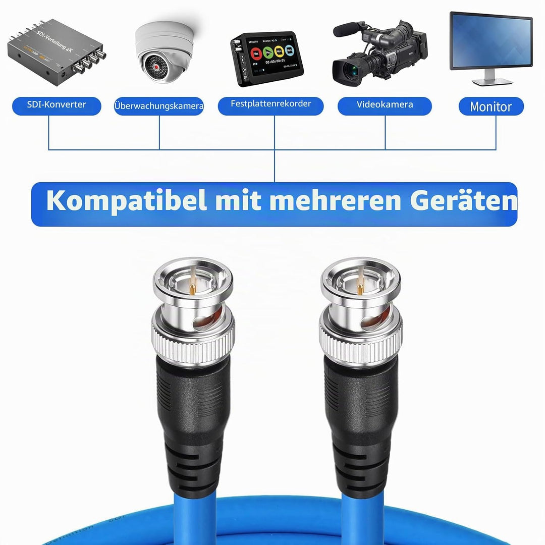 Superbat® 1 Stück 30m (100ft) SDI Kabel BNC Kabel 75 Ohm,3G/6G/12G (Belden 1694A)，Unterstützt HD SDI